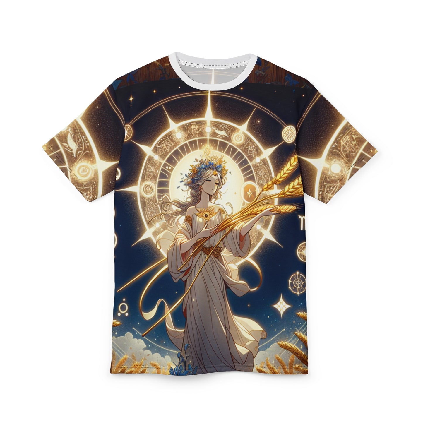 Unisex Cut & Sew T-Shirt (AOP), Fields, Virgo Zodiac Design, Regular fit, 100% Polyester
