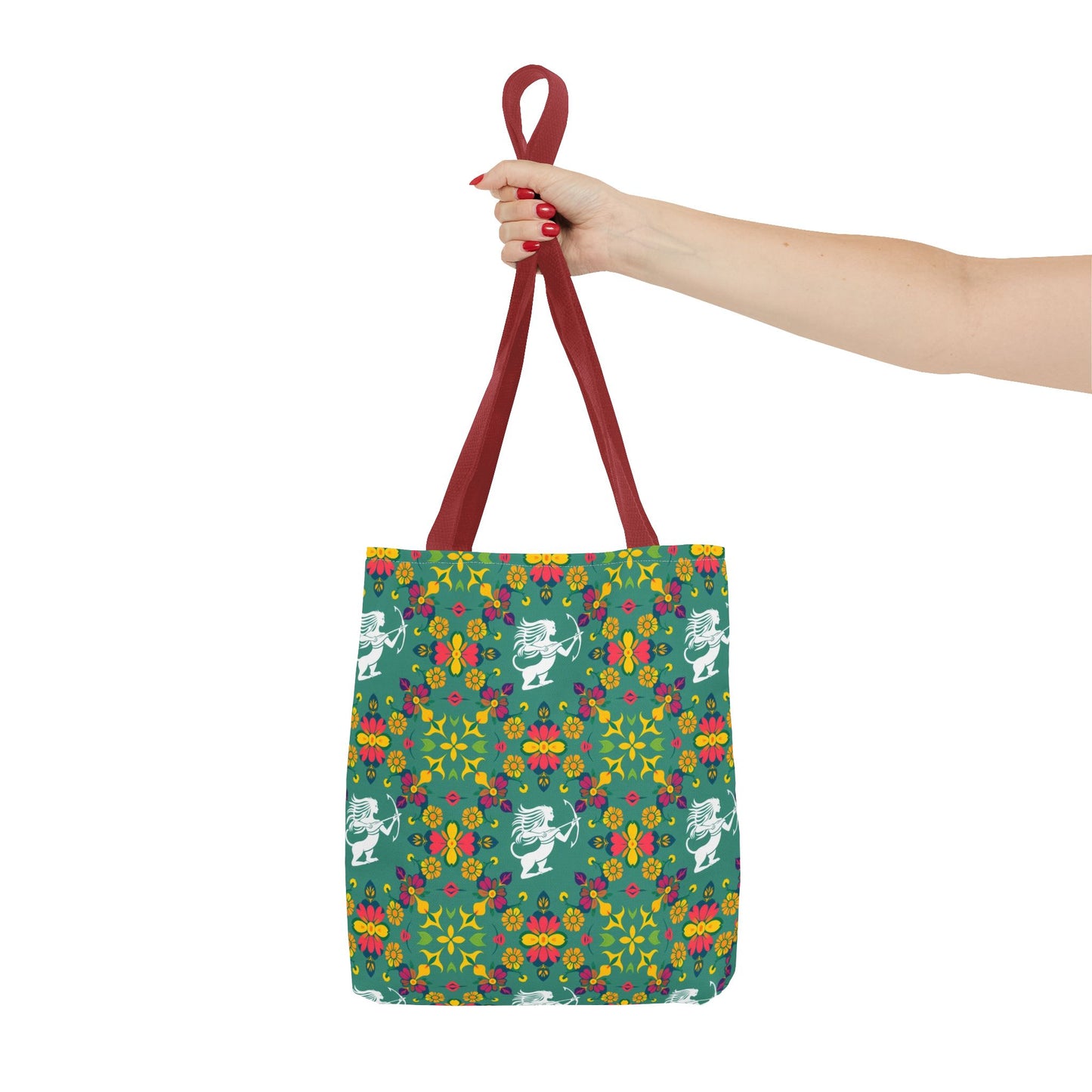 Tote Bag, (AOP), Sagittarius, Zodiac v6, Flower Pattern