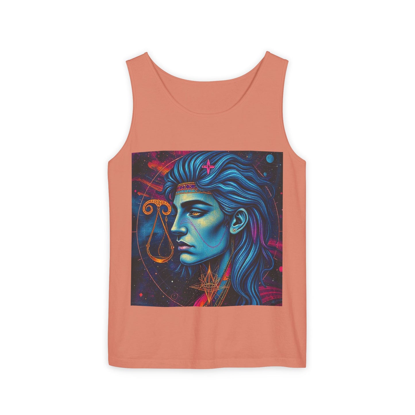 Unisex Garment-Dyed, Tank Top, Libra Design, Pop Art v1, 100% US cotton