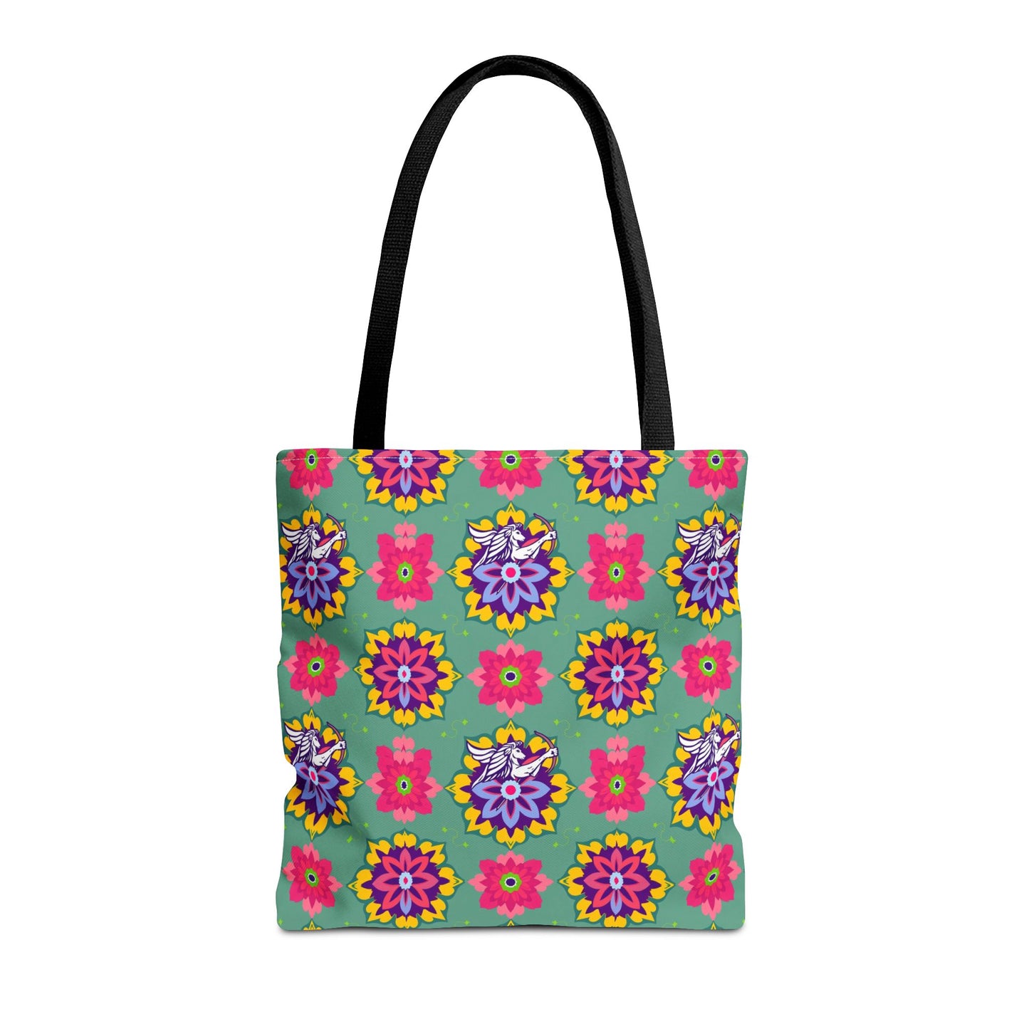 Tote Bag, (AOP), Sagittarius, Zodiac v4, Flower Pattern