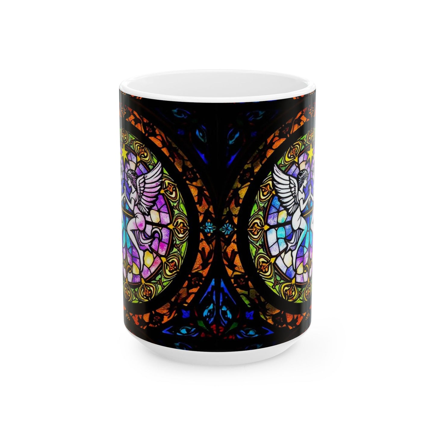 Ceramic Mug, (11oz, 15oz), Ceramic Coffee Mug, AOP, Glass Design, Gemini Zodiac