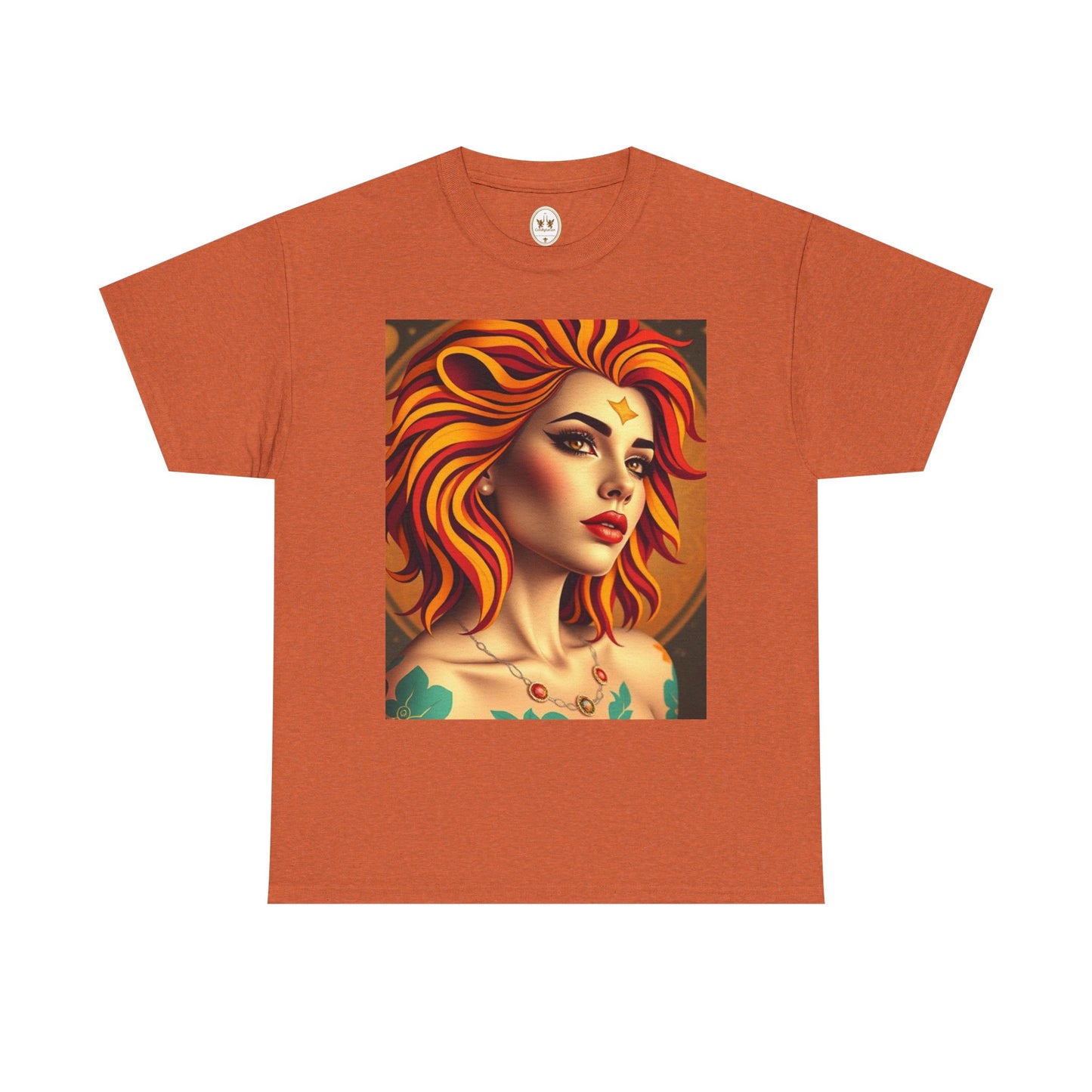 Unisex Heavy Cotton T-Shirt, Leo, Zodiac v3, Sexy Art