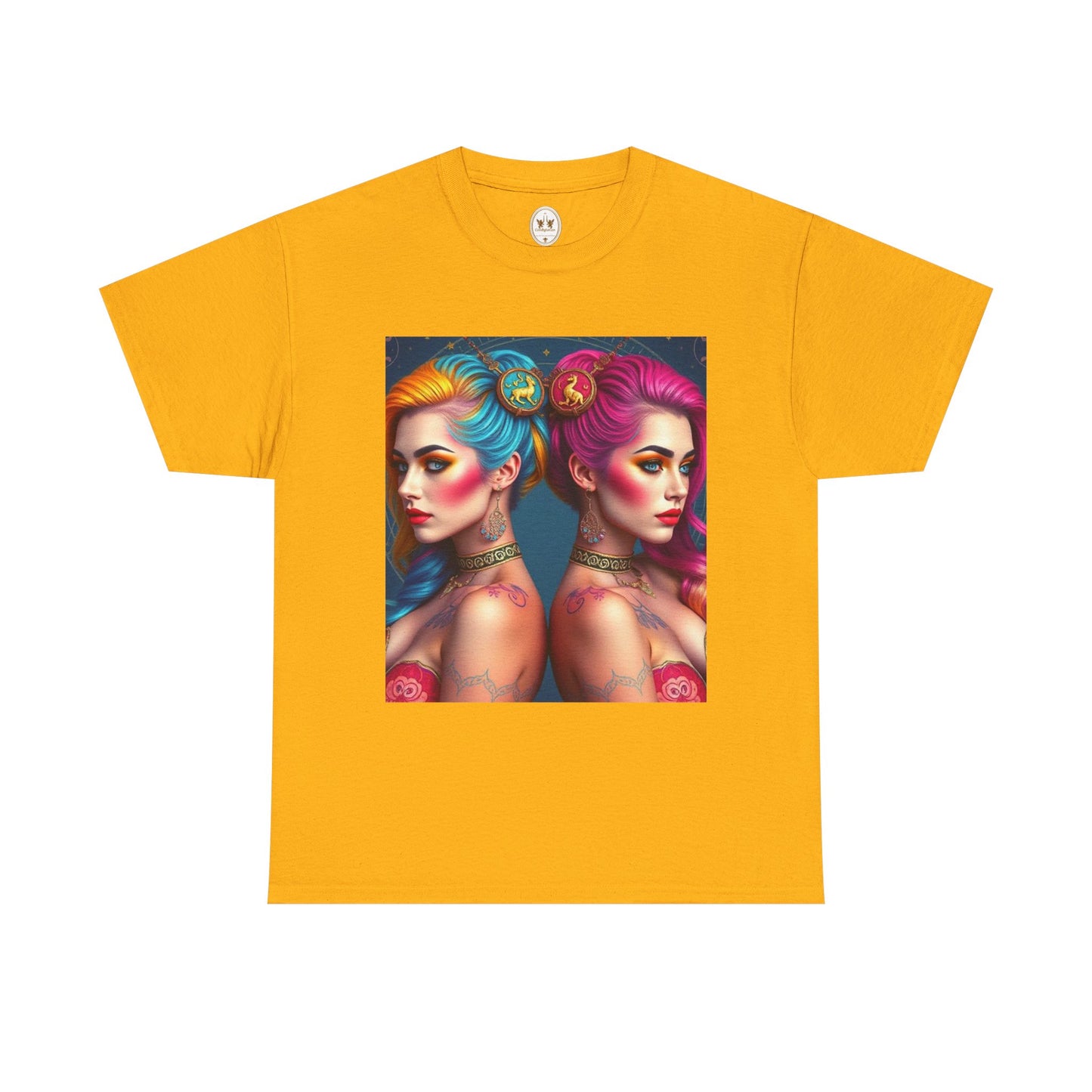 Unisex Heavy Cotton T-Shirt, Gemini, Zodiac v2, Sexy Art