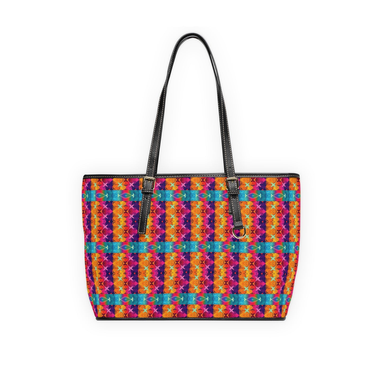 Leather Shoulder Bag, Pisces, Zodiac v1, Shapes Pattern