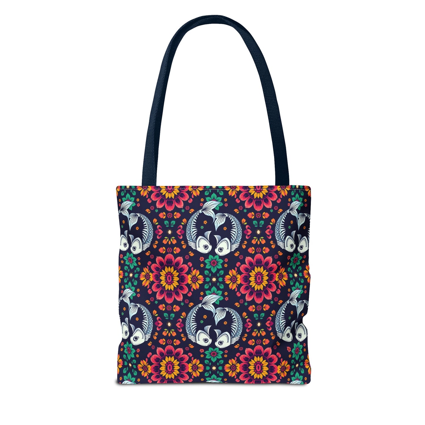 Tote Bag (AOP), Pisces, Zodiac v1, Flower Pattern