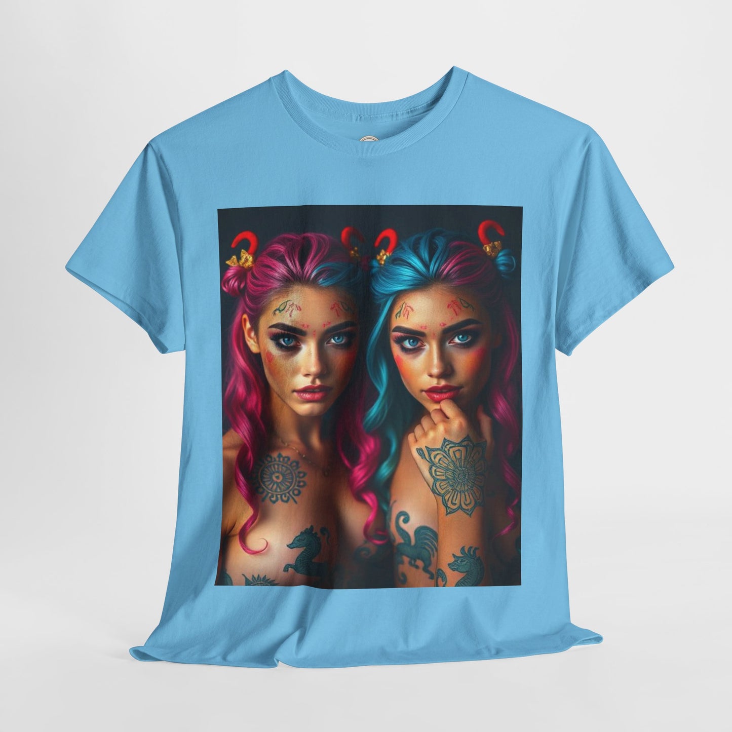 Unisex Heavy Cotton T-Shirt, Gemini, Zodiac v1, Sexy Art