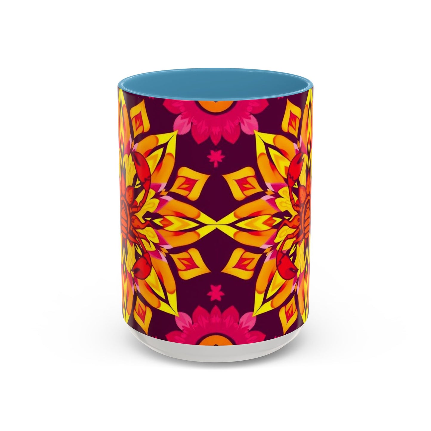 Accent Coffee Mug, Scorpio, Zodiac v1. Flower Pattern, (11, 15oz)