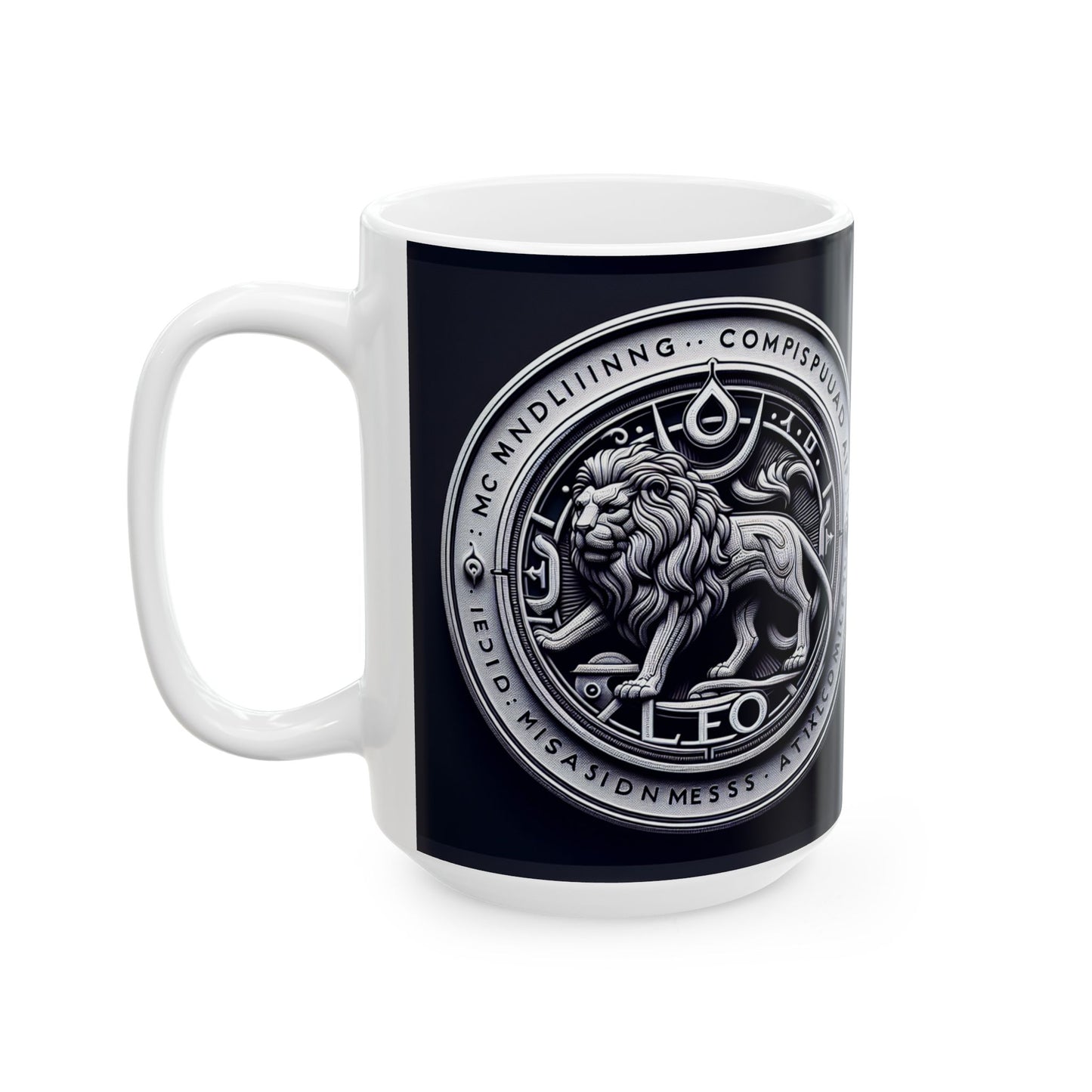 Ceramic Mug, (11oz, 15oz), Ceramic Coffee Mug, Sliver Lion, Leo Zodiac Design