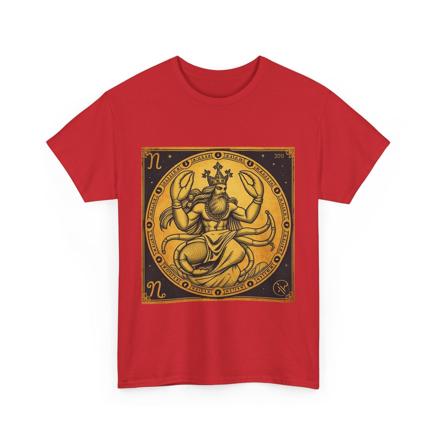 Unisex Heavy Cotton T-Shirt, Crab King v1, Cancer Zodiac Design