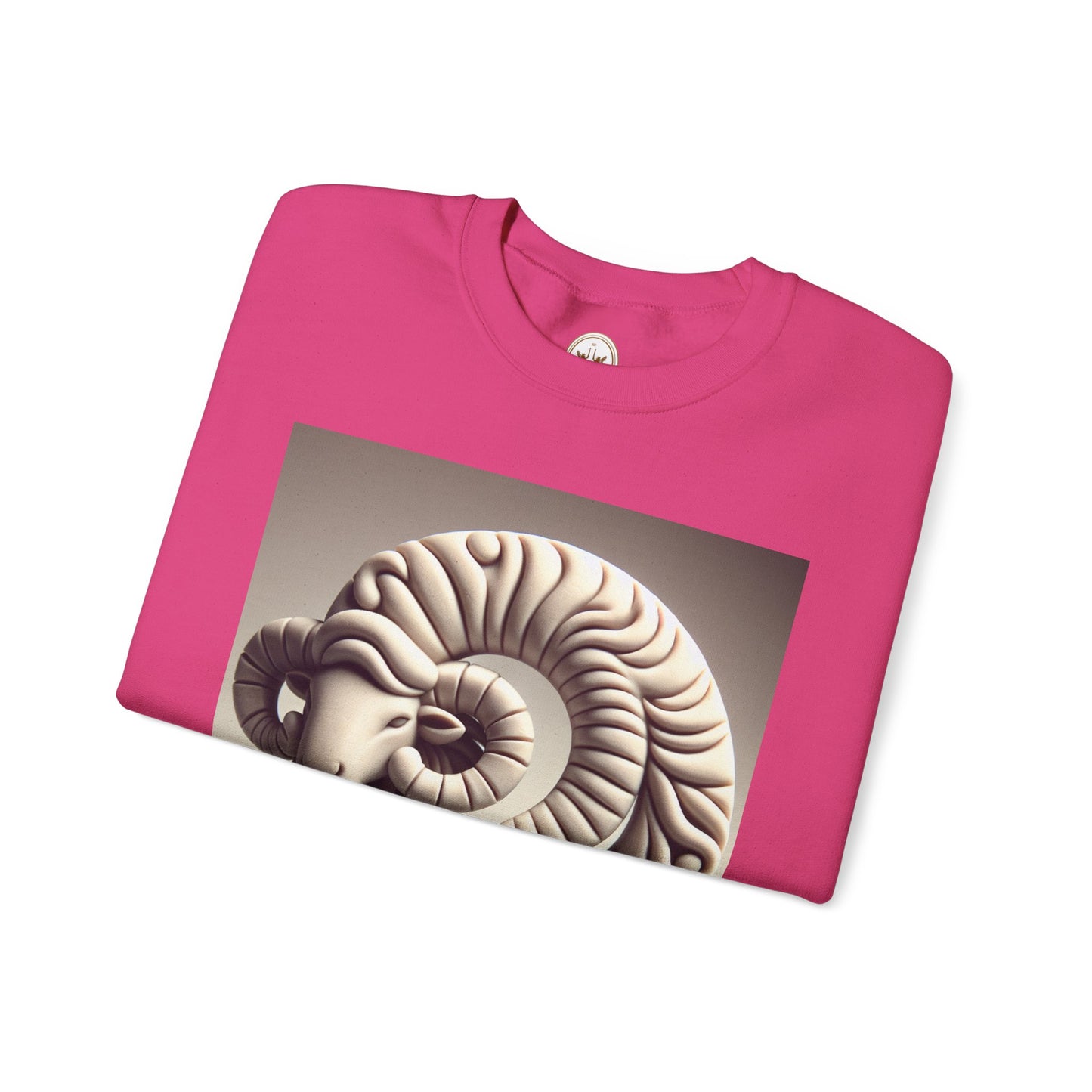 Unisex Heavy Blend™ Crewneck Sweatshirt, Round Statue, Aries Zodiac Design