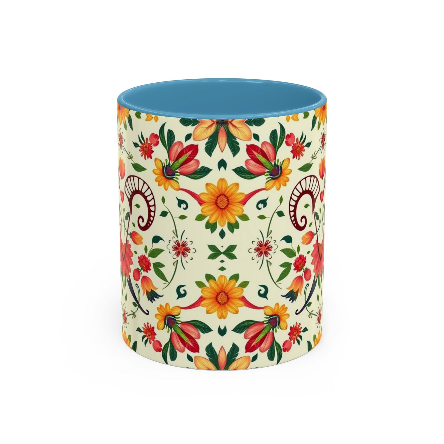 Accent Coffee Mug, Aries, Zodiac, Flower Pattern, (11, 15oz)