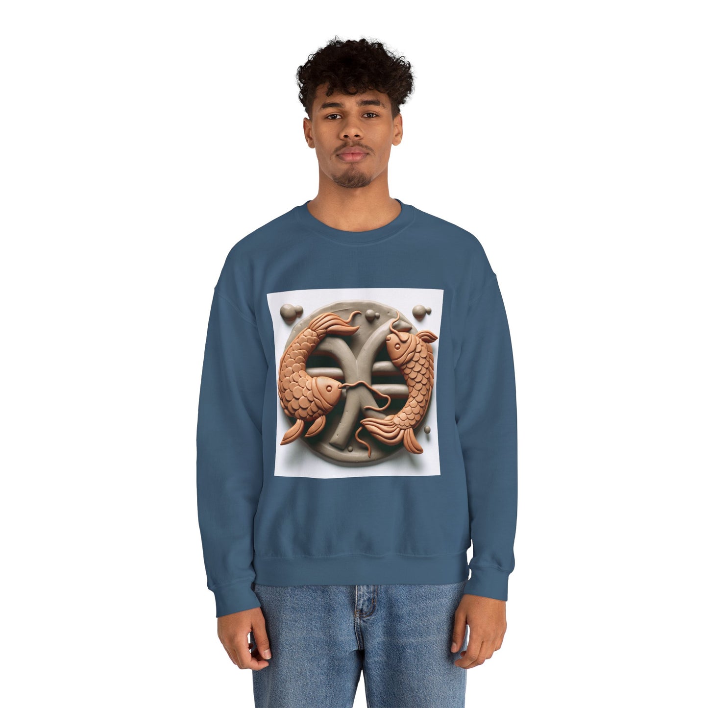 Unisex Heavy Blend™ Crewneck Sweatshirt,Two Fishes Pisces Zodiac Design