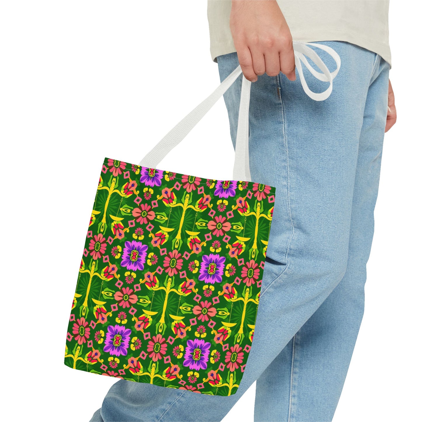 Tote Bag (AOP), Libra, Zodiac, Flower Pattern