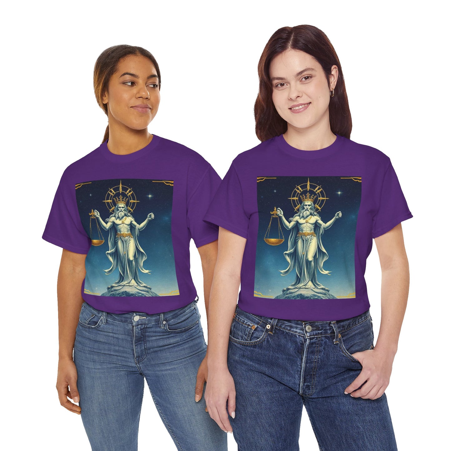 Unisex Heavy Cotton T-Shirt, Space, Libra God, Zodiac Design
