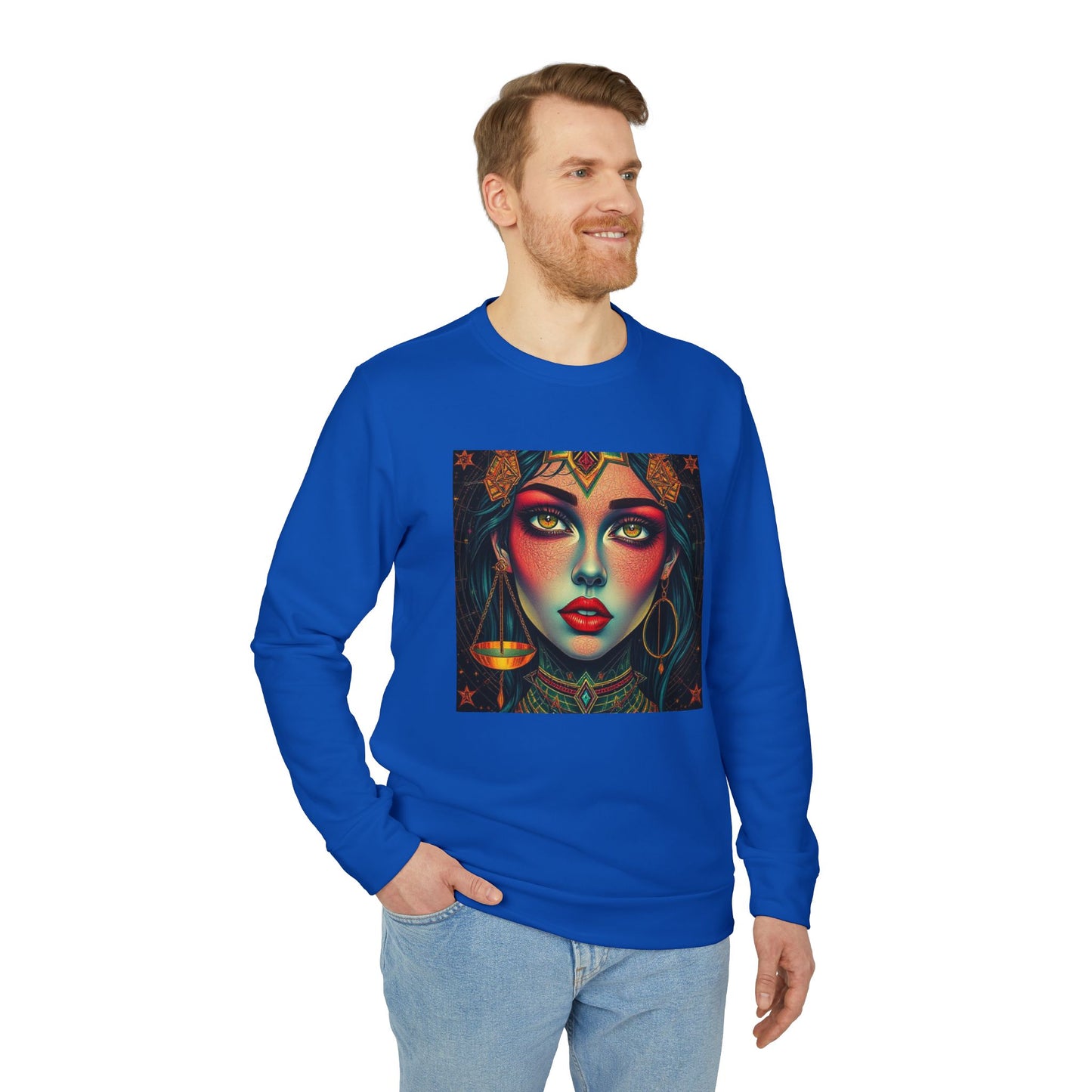 Adidas, Unisex Fleece Crewneck Sweatshirt, Libra, Pop Art v1, Zodiac