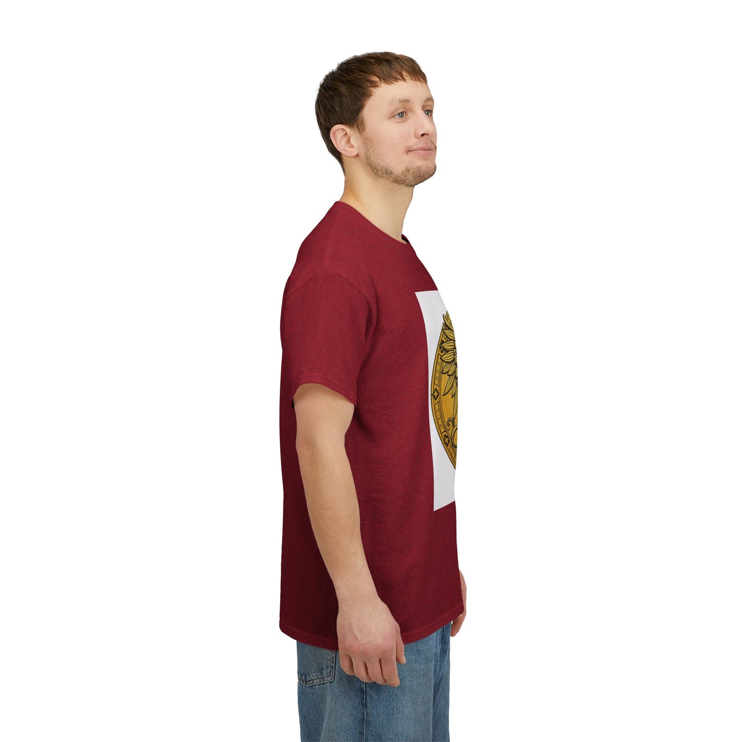 Unisex Heavy Cotton T-Shirt, Golden Angel Coin, Virgo Zodiac Design