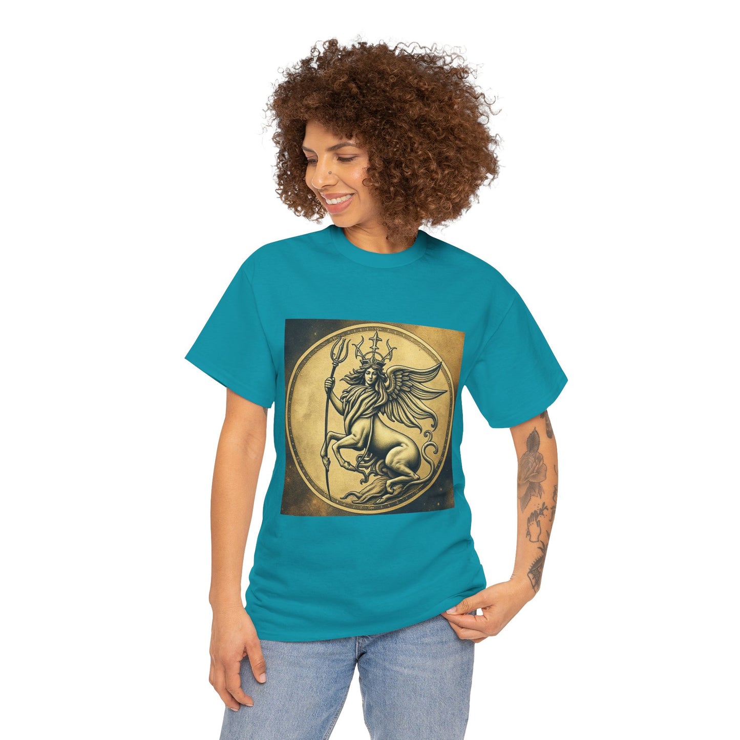 Unisex Heavy Cotton T-Shirt, Animal Angel v1, Virgo Zodiac Design