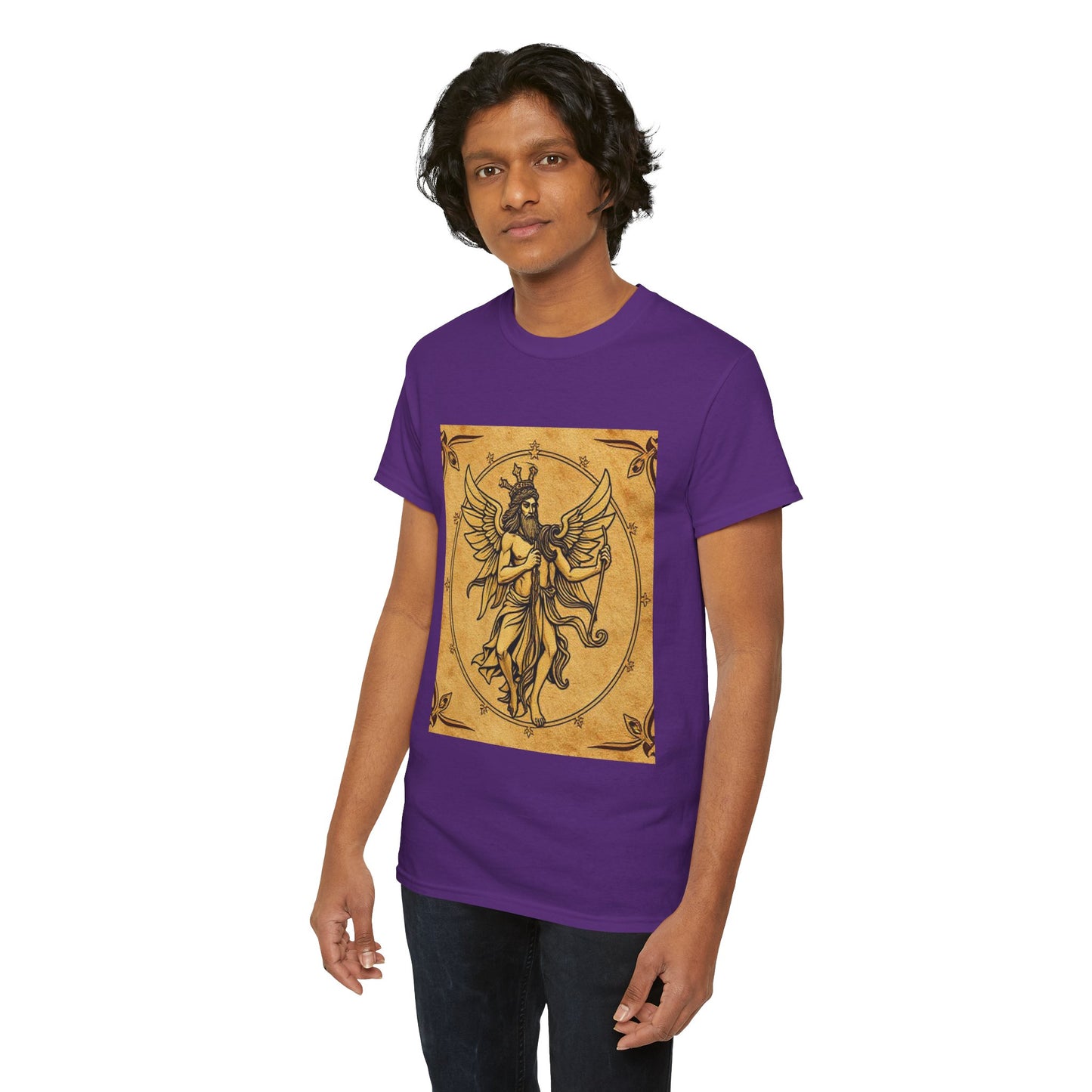 Unisex Heavy Cotton T-Shirt, Pencil Art v1, Gemini Zodiac Design
