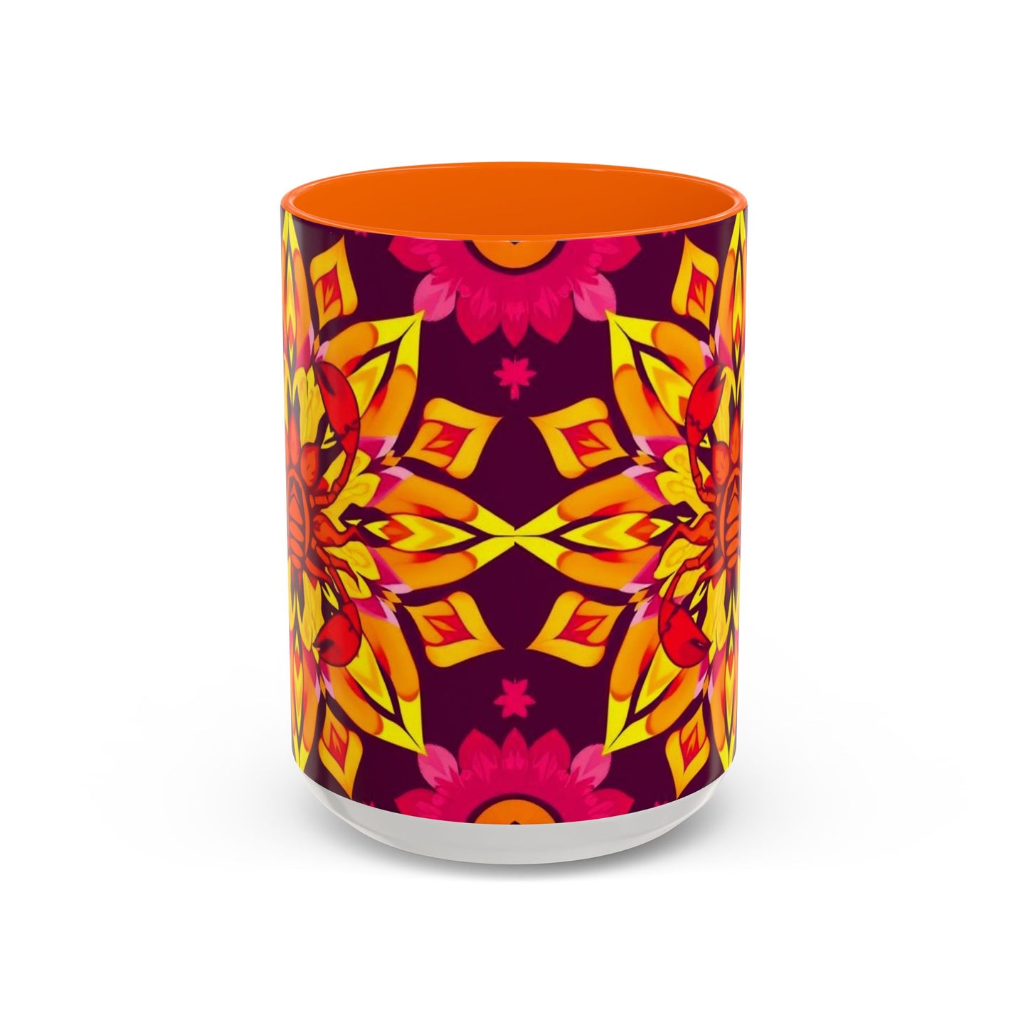 Accent Coffee Mug, Scorpio, Zodiac v1. Flower Pattern, (11, 15oz)