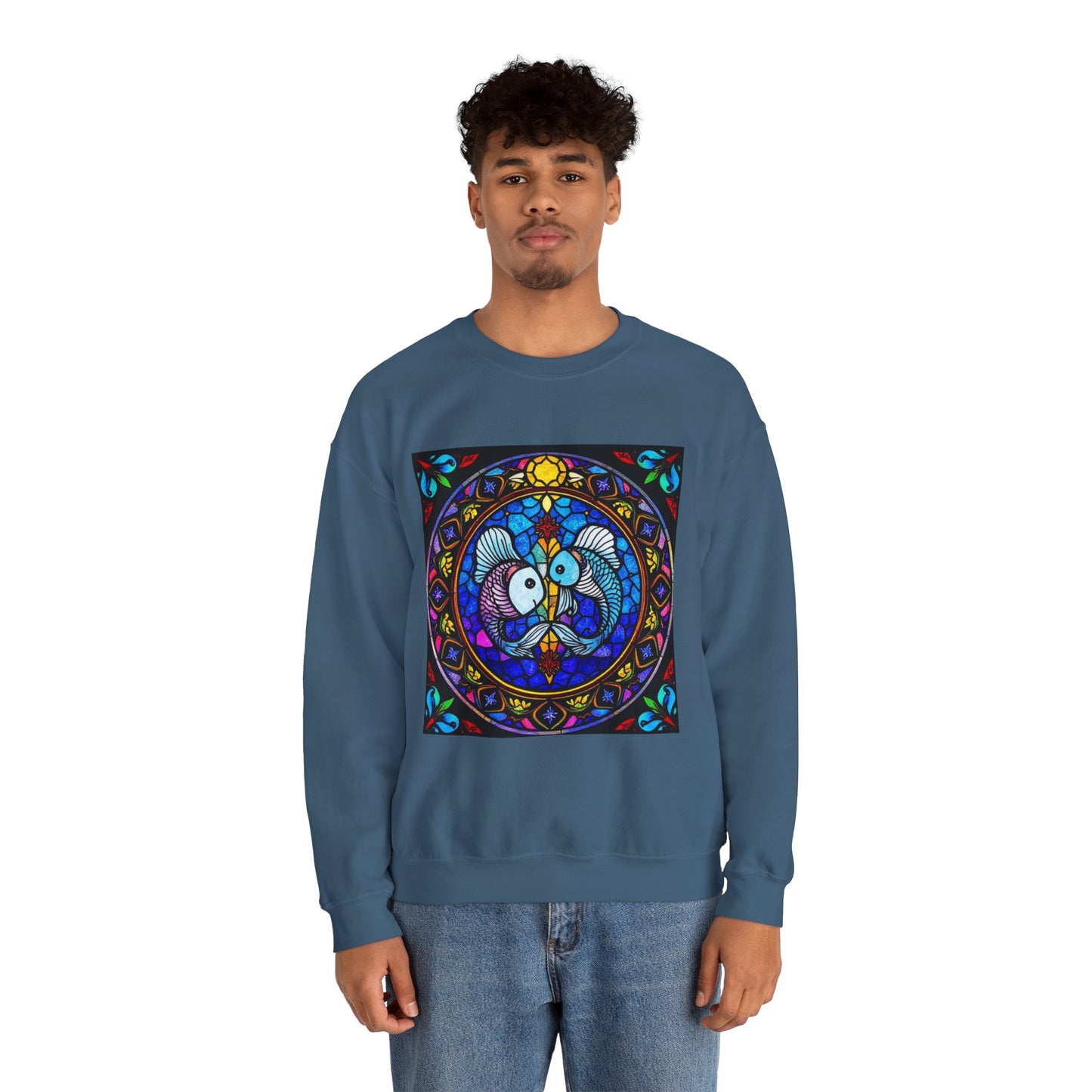 Unisex Heavy Blend™ Crewneck Sweatshirt, Glass, Pisces Zodiac Design