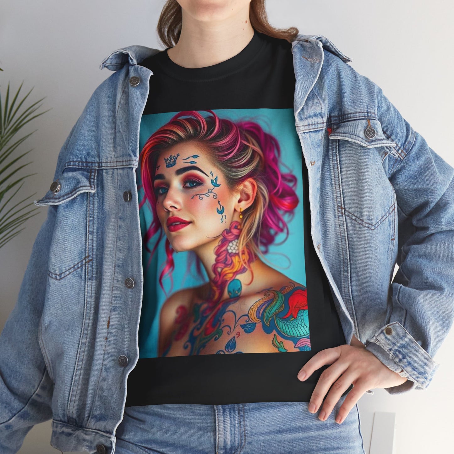 Unisex Heavy Cotton T-Shirt, Pisces, Zodiac v3, Sexy Art