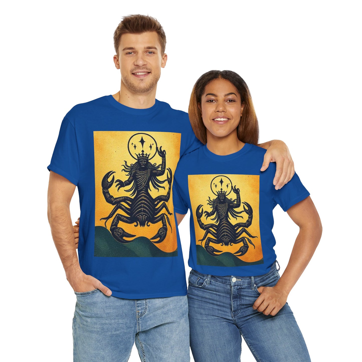 Unisex Heavy Cotton T-Shirt, Scorpion King, Print Art, Scorpio Zodiac Design