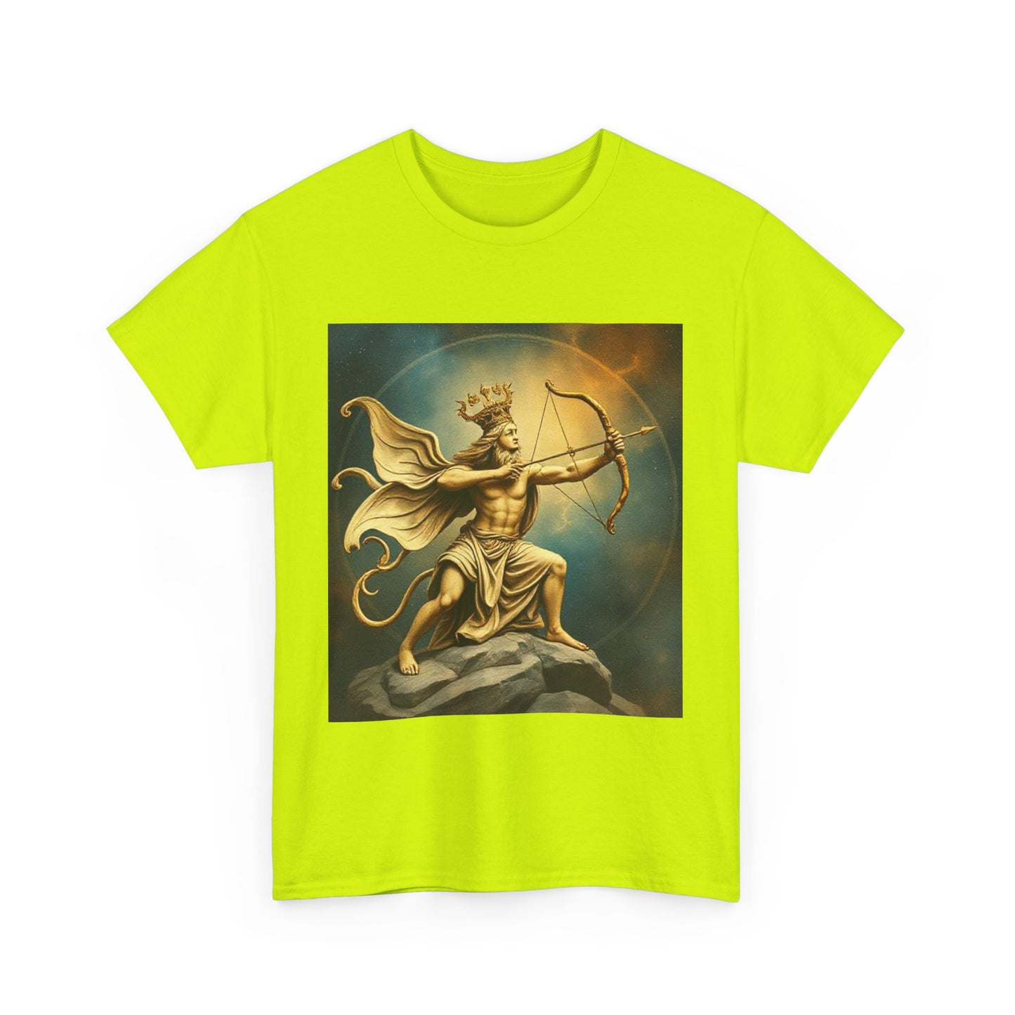 Unisex Heavy Cotton T-Shirt, Sagittarius King, Bow & Arrow, Zodiac Design