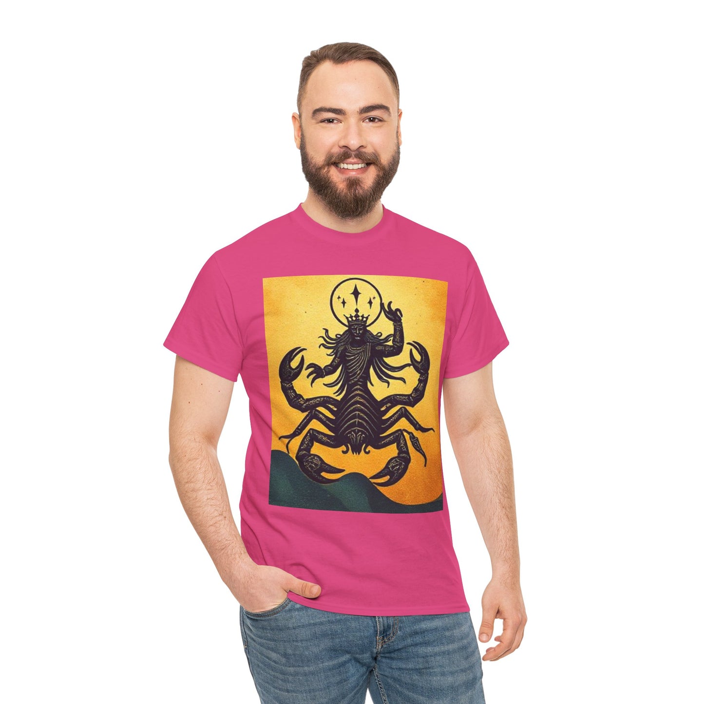 Unisex Heavy Cotton T-Shirt, Scorpion King, Print Art, Scorpio Zodiac Design
