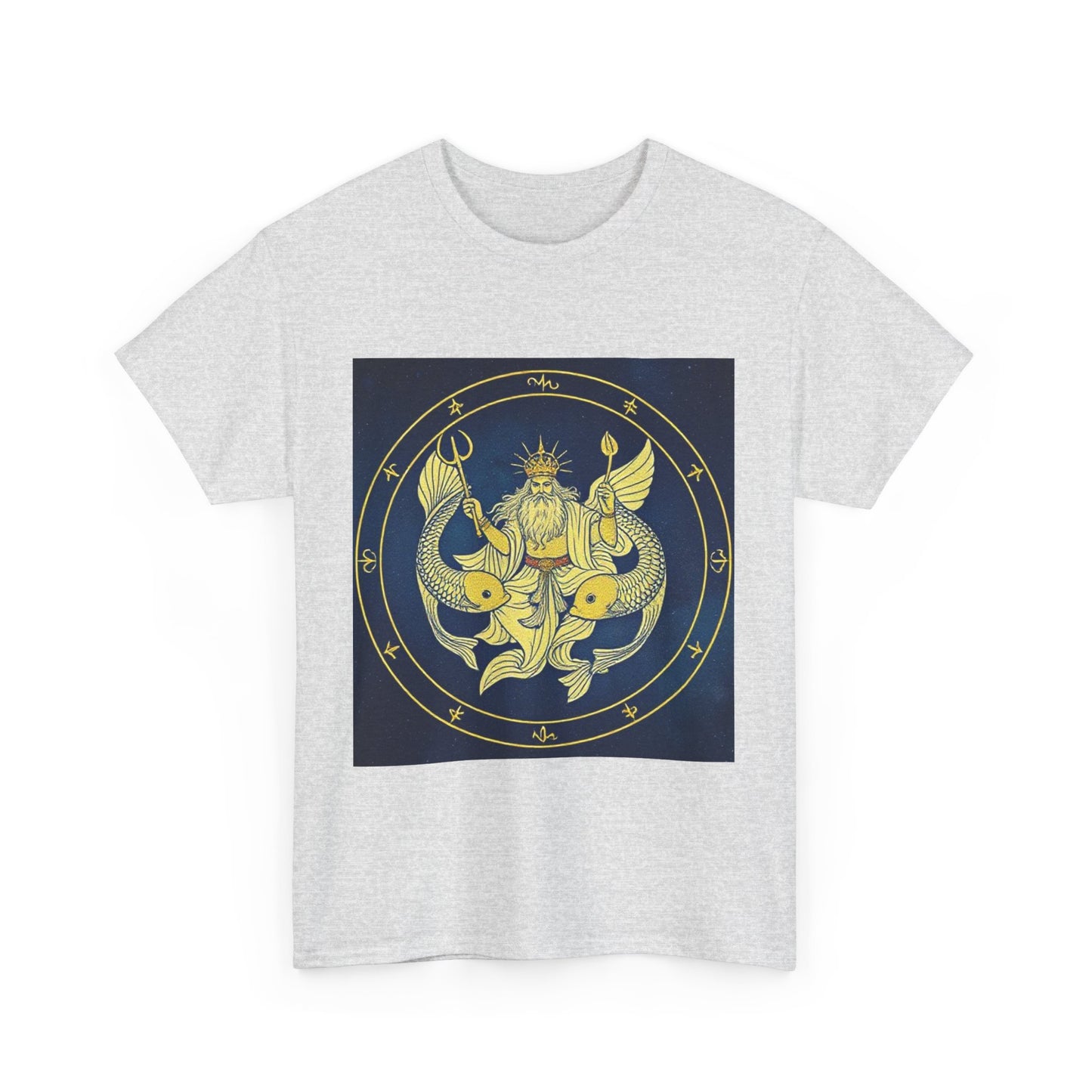 Unisex Heavy Cotton T-Shirt, King of Pisces, Zodiac Design