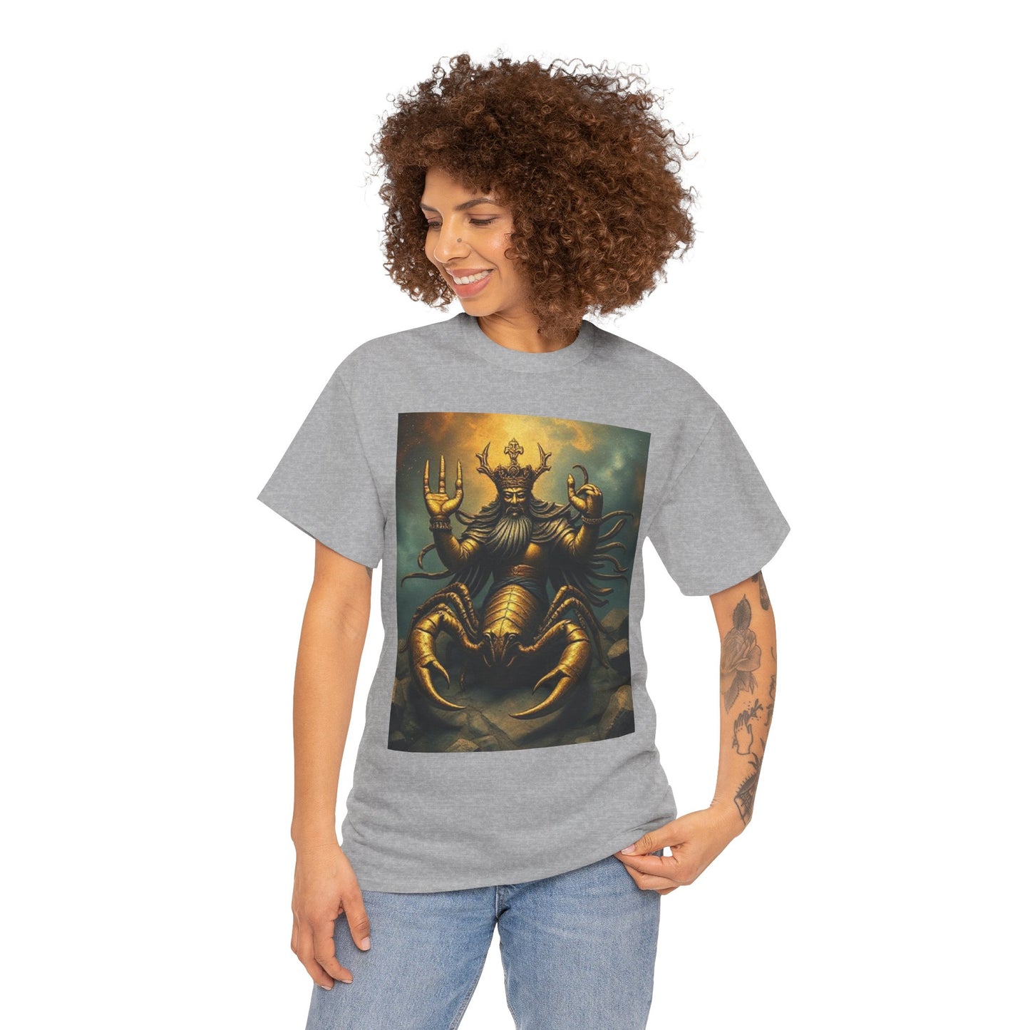 Unisex Heavy Cotton T-Shirt, Desert Scorpio King v1, Zodiac Design