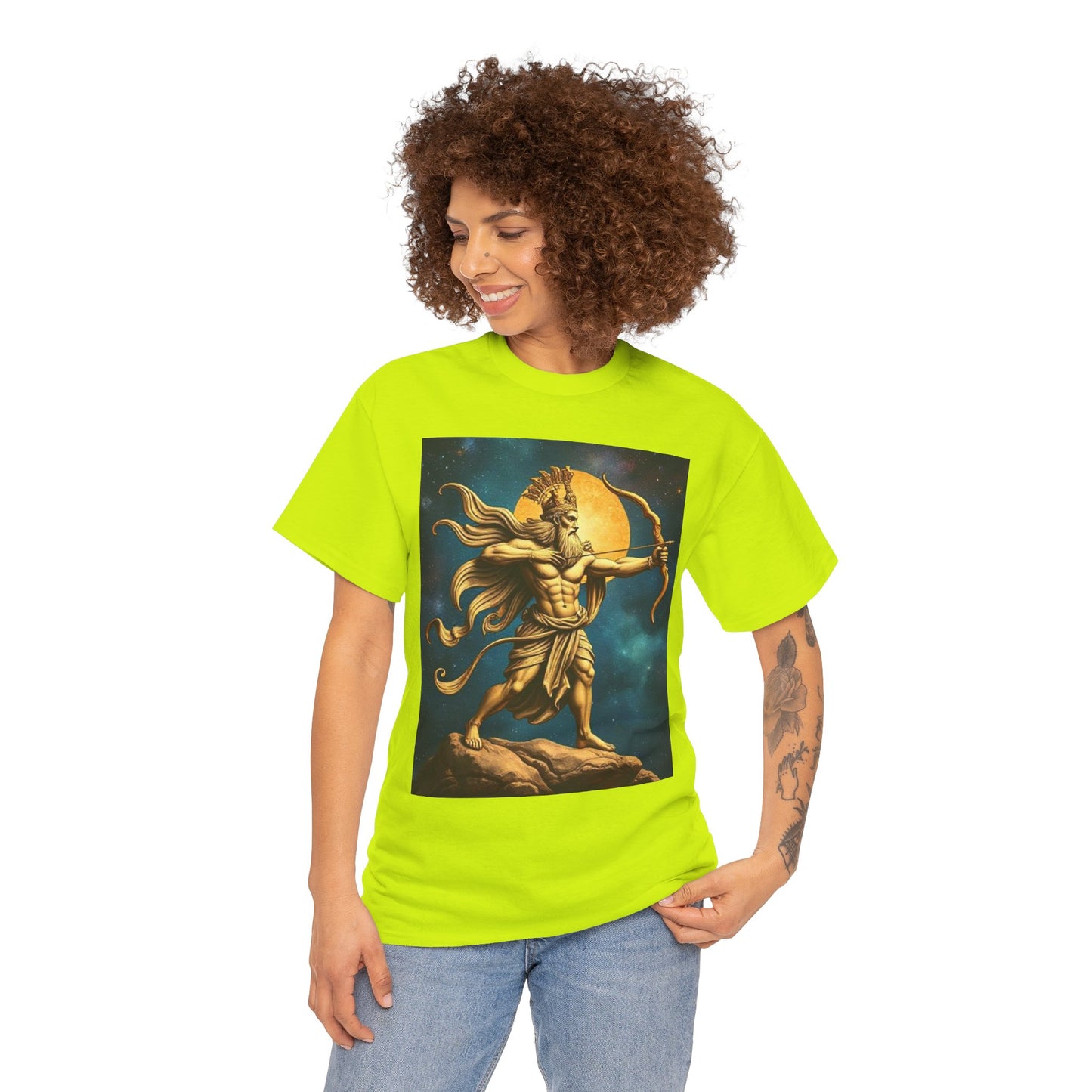 Unisex Heavy Cotton T-Shirt, Midnight Arrow, Sagittarius Zodiac Design