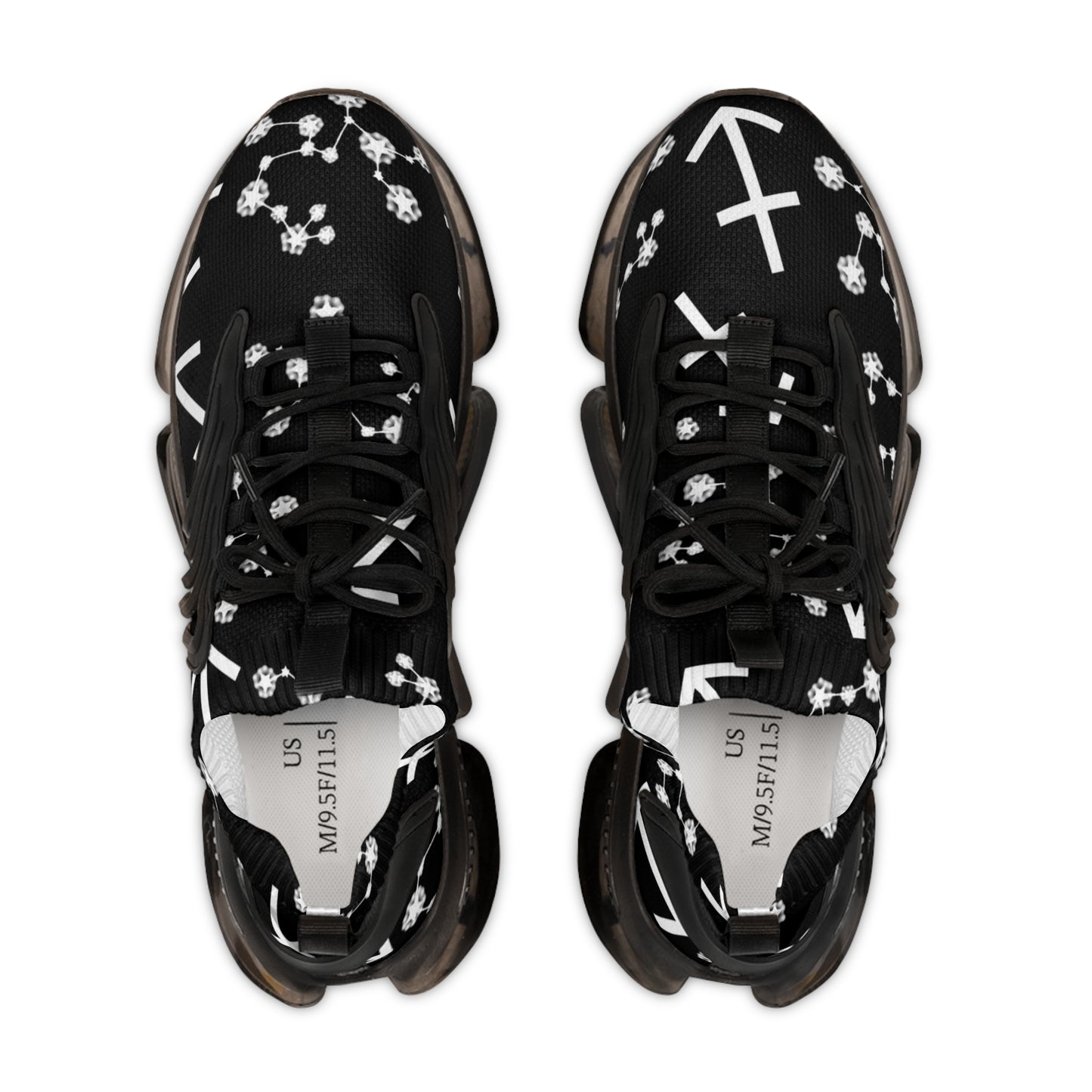 Men's Mesh Sneakers, Sagittarius Zodiac Sign, AOP, Black