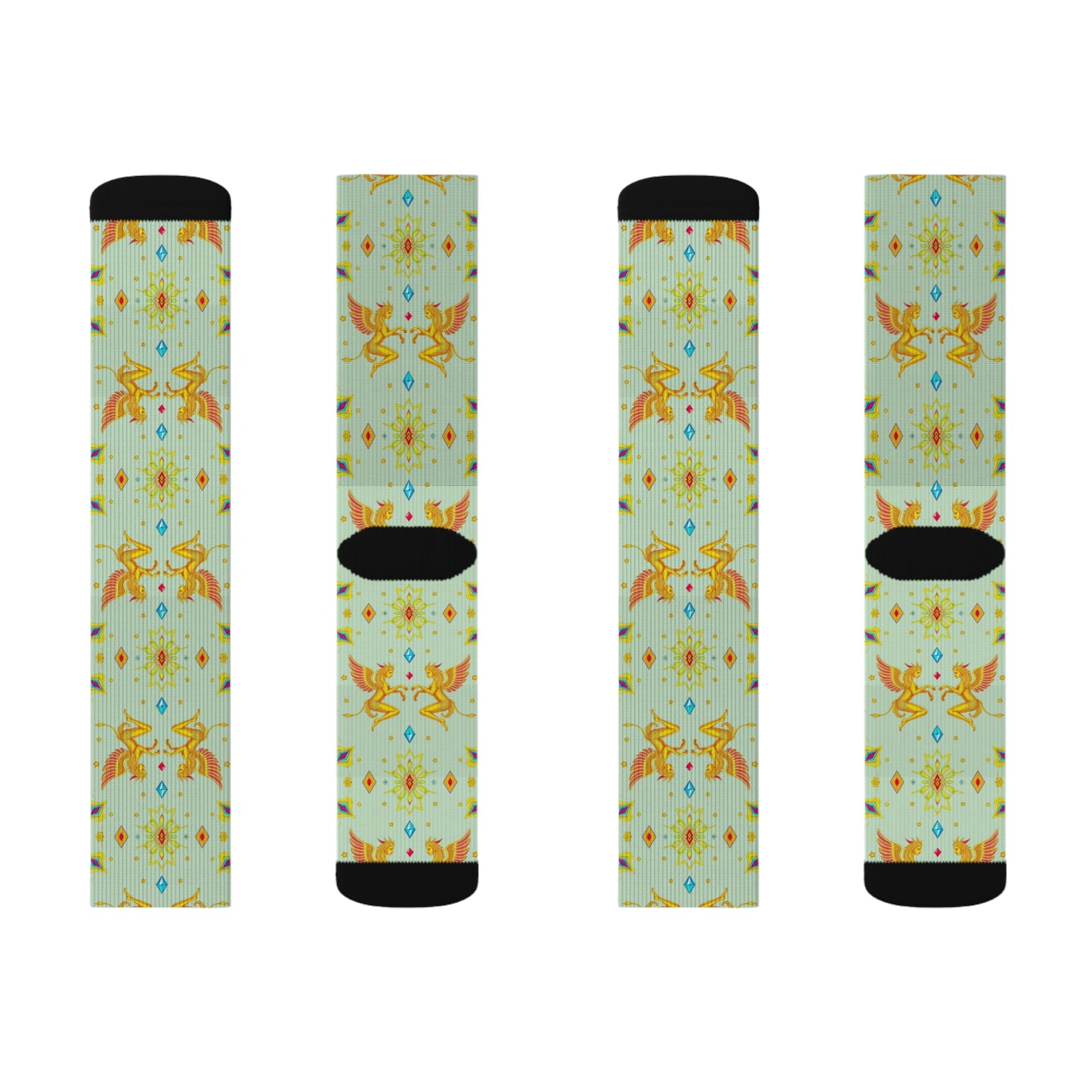Sublimation Socks, Gemini, Zodiac v3, Jewel Pattern