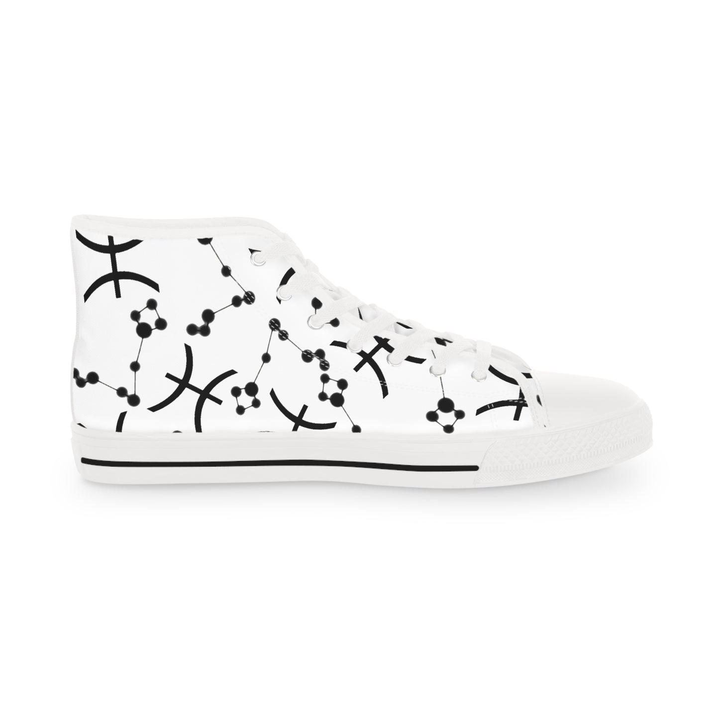 Men's High Top Sneakers, Breathable polyester canvas, Pisces Zodiac Design
