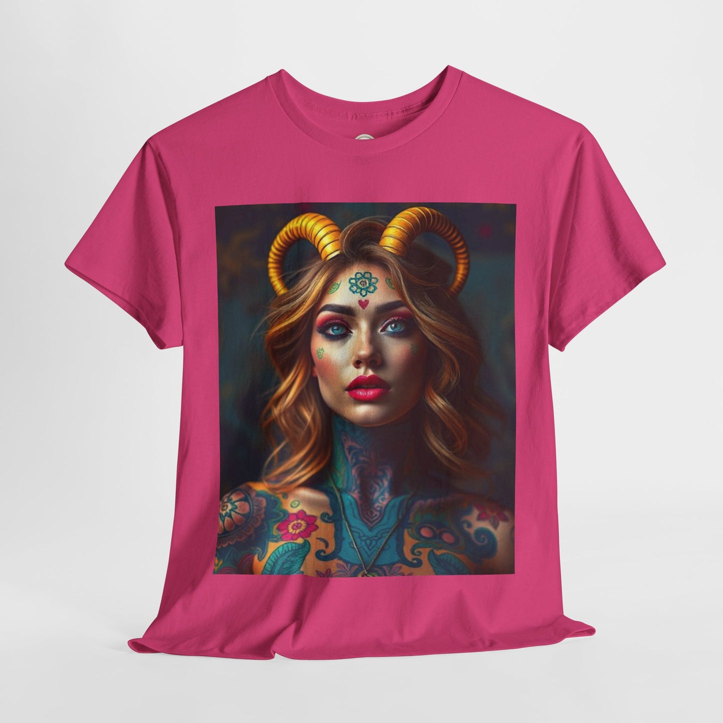 Unisex Heavy Cotton T-Shirt, Capricorn, Zodiac v1, Sexy Art