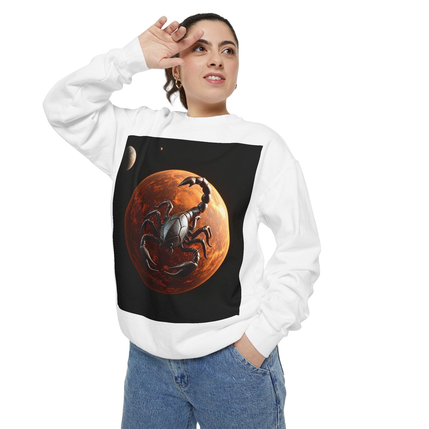 Garment-Dyed Sweatshirt, Unisex, Space Animal Design, Scorpio