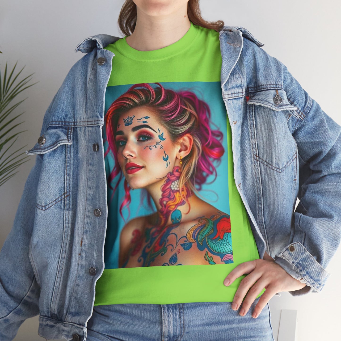 Unisex Heavy Cotton T-Shirt, Pisces, Zodiac v3, Sexy Art