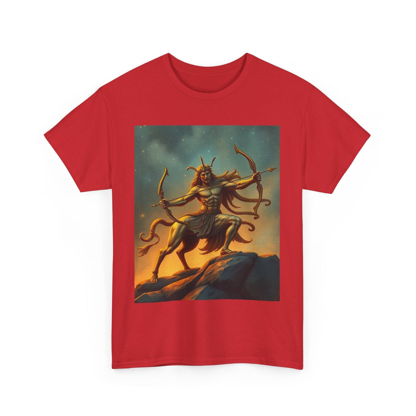 Unisex Heavy Cotton T-Shirt, Arrow Centaur, Sagittarius Zodiac Design