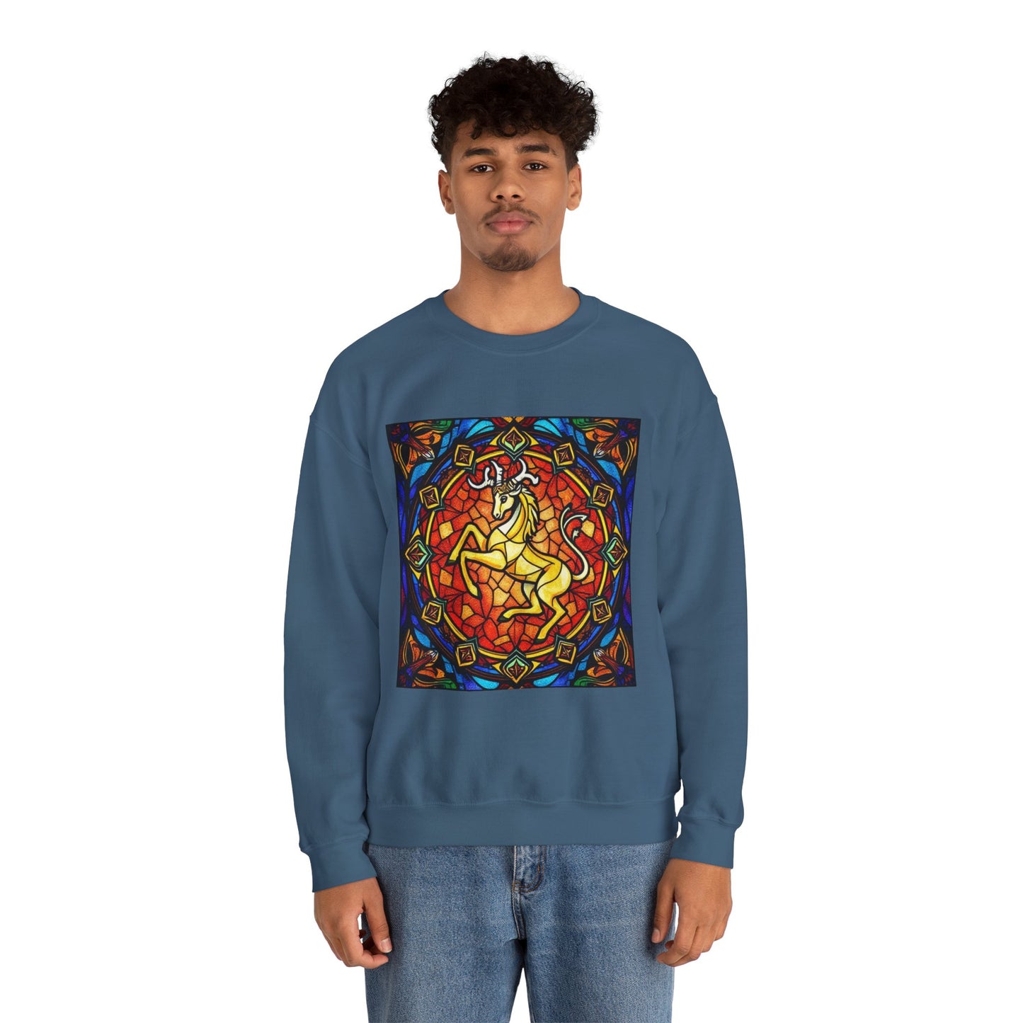 Unisex Heavy Blend™ Crewneck Sweatshirt, Glass 1, Capricorn Zodiac Design