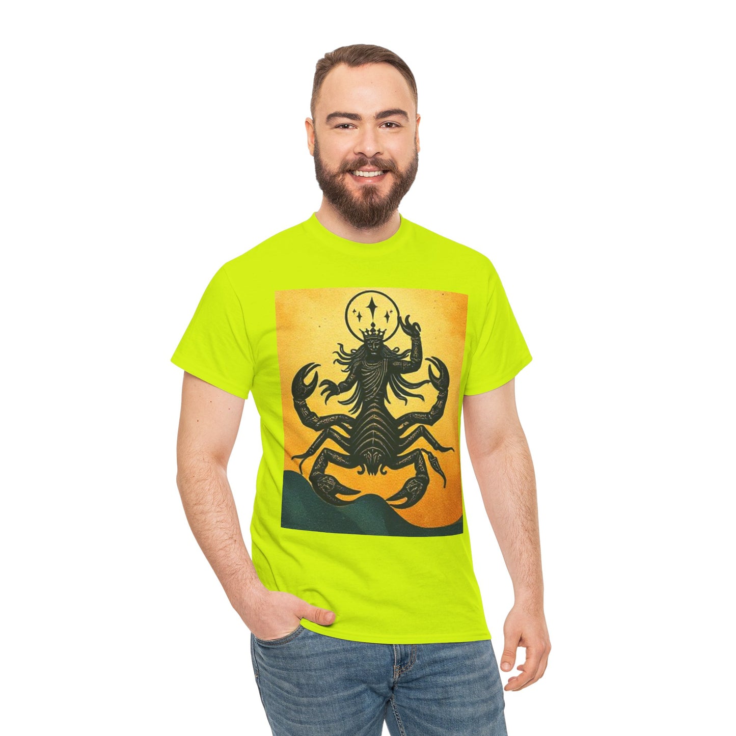 Unisex Heavy Cotton T-Shirt, Scorpion King, Print Art, Scorpio Zodiac Design