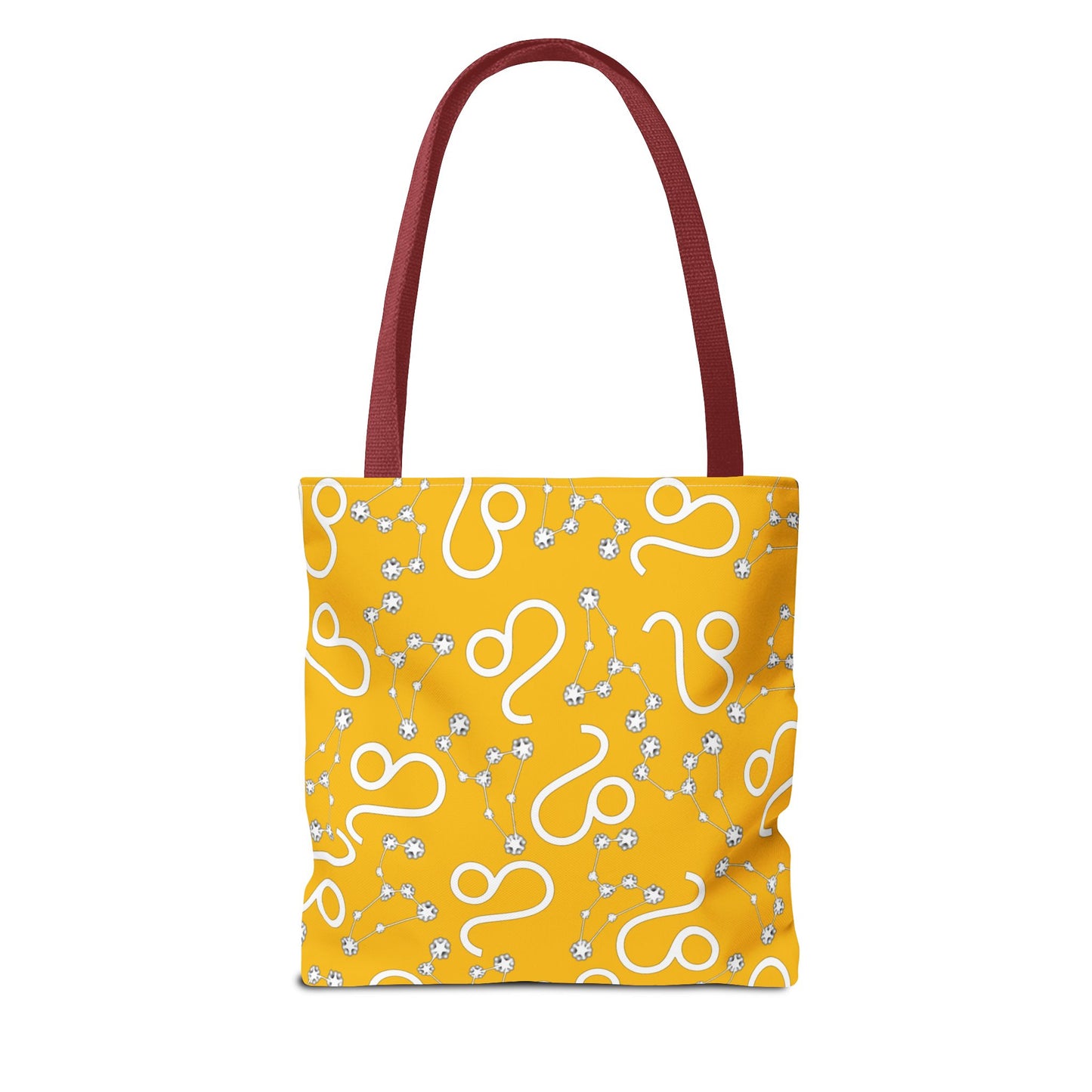 Tote Bag, Leo Zodiac Sign, AOP, (Yellow, White)