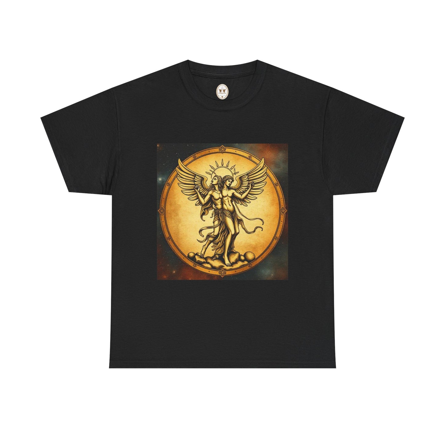 Unisex Heavy Cotton T-Shirt, Twin Angel v1, Gemini Zodiac Design