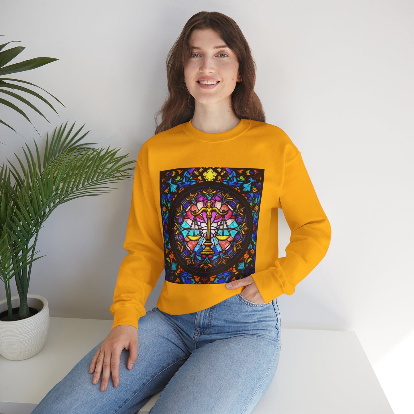 Unisex Heavy Blend™ Crewneck Sweatshirt, Glass 1, Libra Zodiac Design