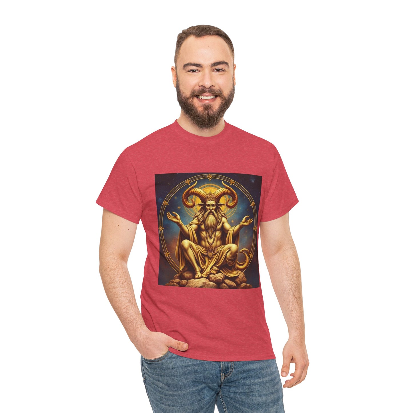 Unisex Heavy Cotton T-Shirt, On The Throne, Taurus Zodiac Design
