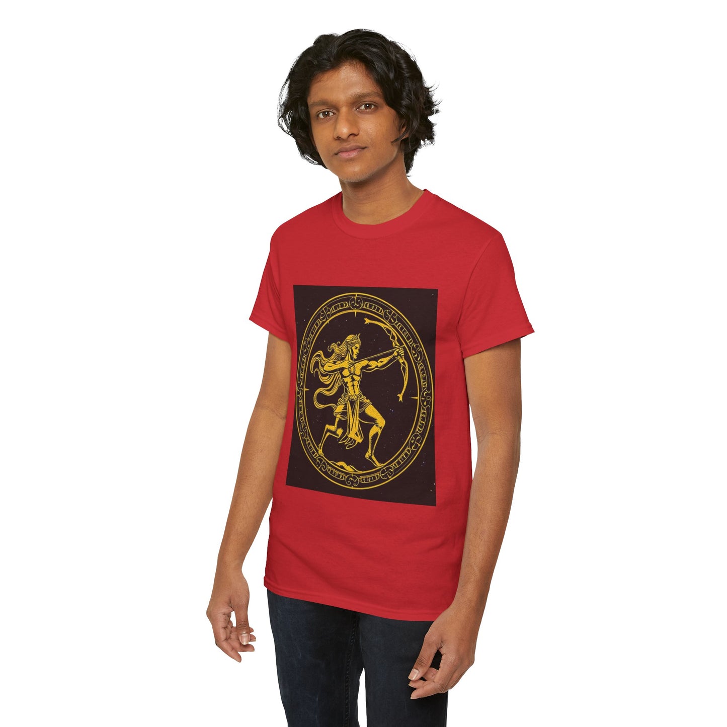 Unisex Heavy Cotton T-Shirt, Mythical Faun/Satyr, Sagittarius Zodiac Design
