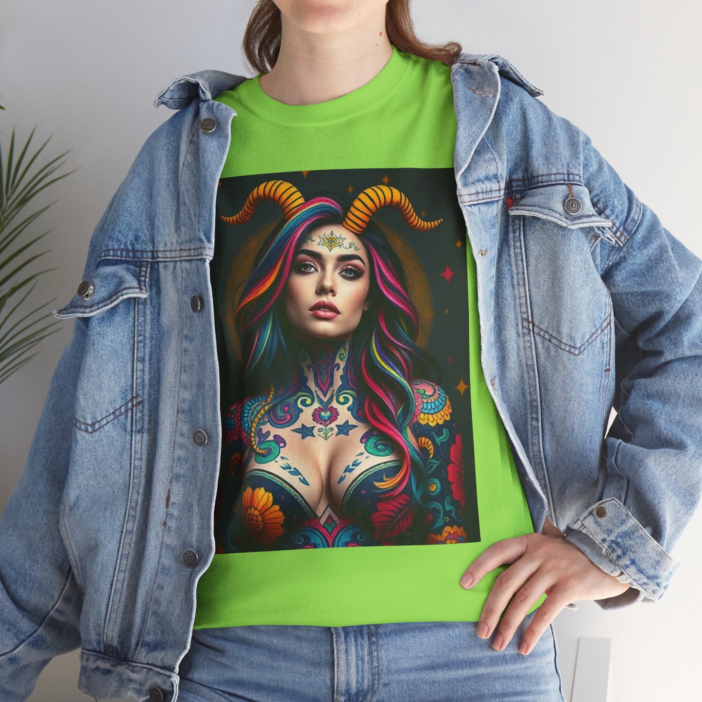 Unisex Heavy Cotton T-Shirt, Capricorn, Zodiac, Sexy Art