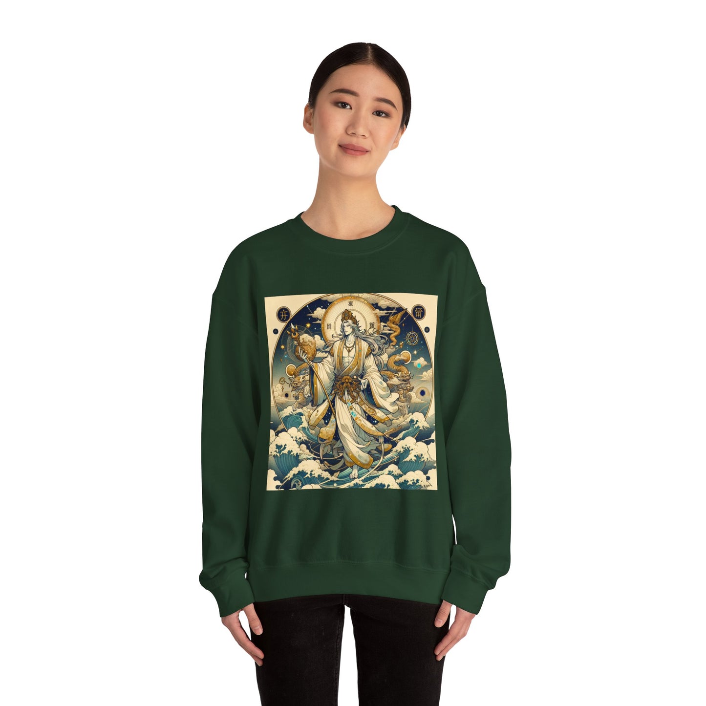 Unisex Heavy Blend™ Crewneck Sweatshirt, Anime Capricorn God, Zodiac Design