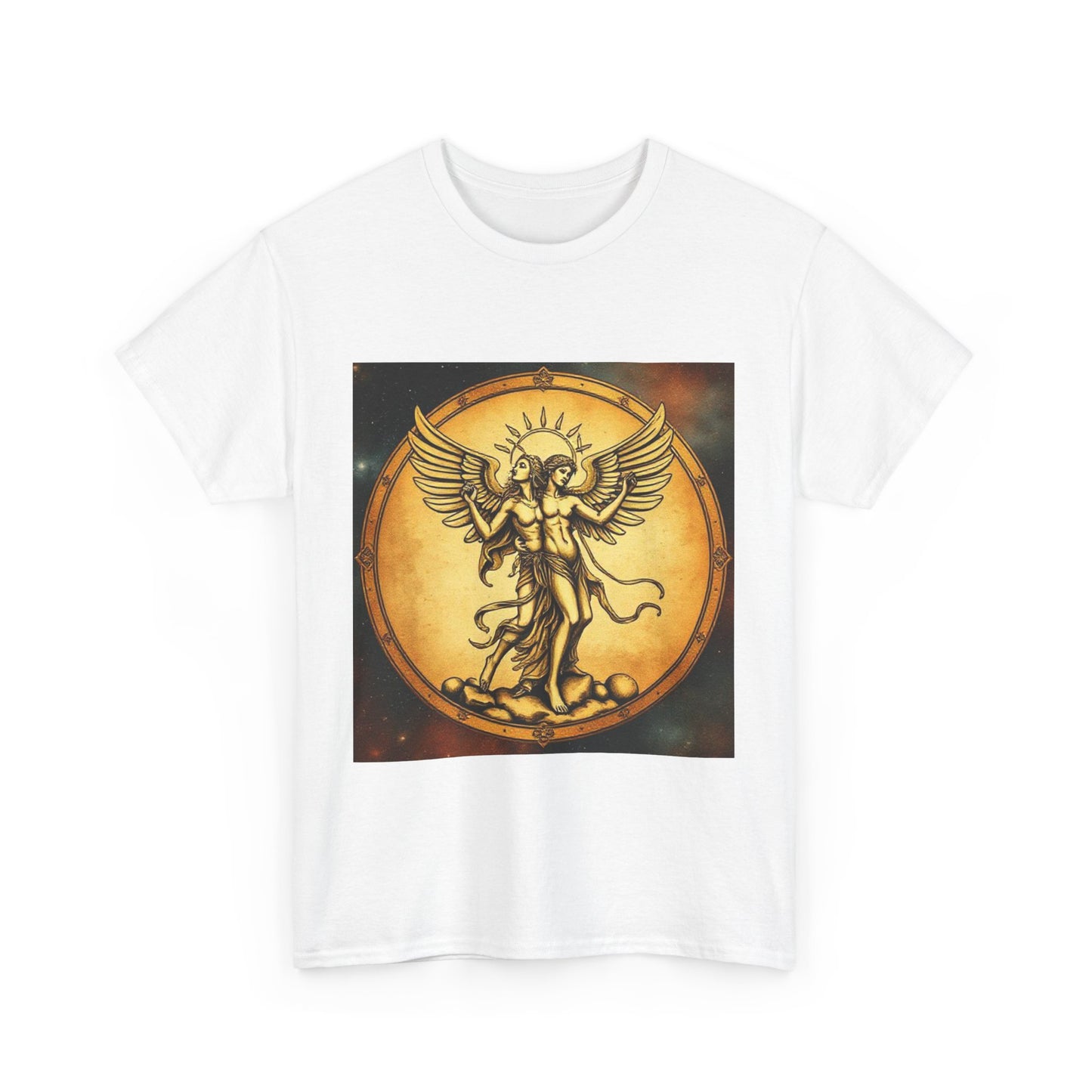 Unisex Heavy Cotton T-Shirt, Angel Twin, Gemini Zodiac Design