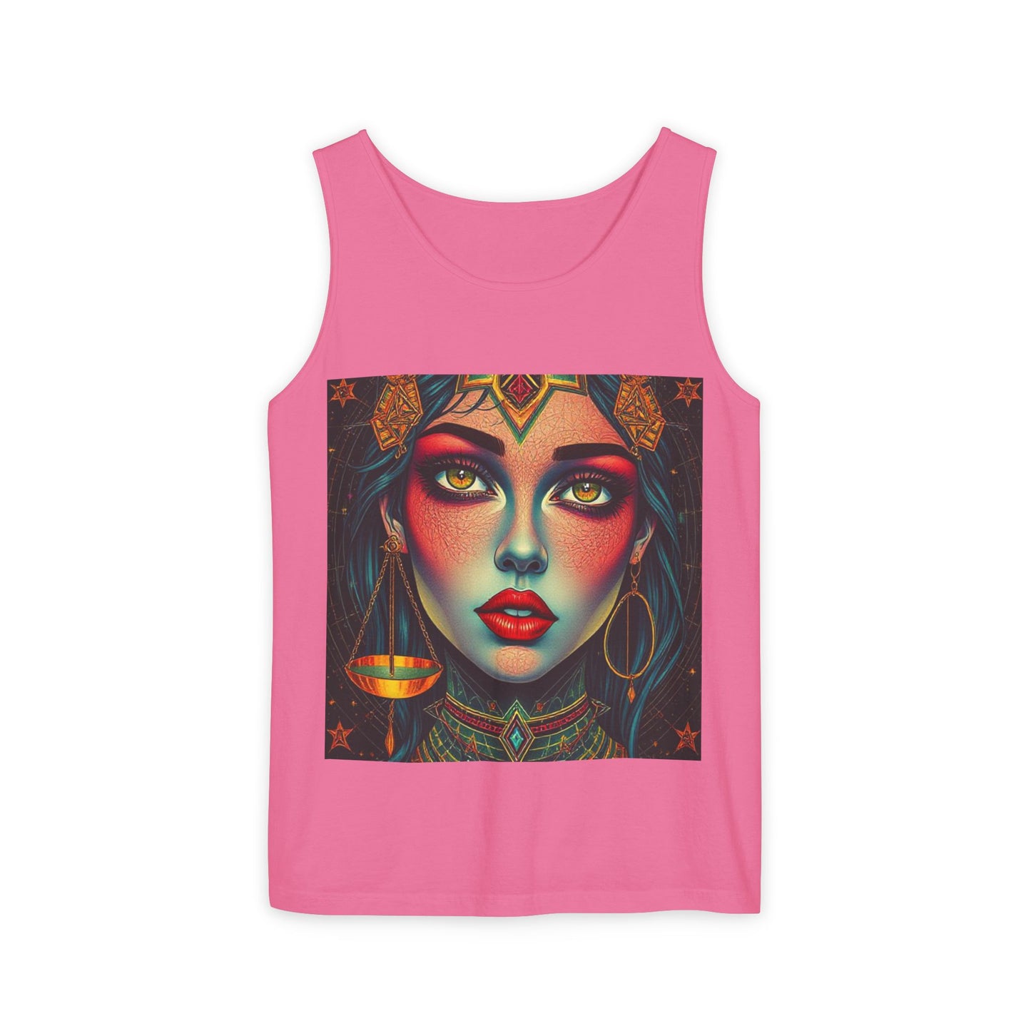 Unisex Garment-Dyed, Tank Top, Libra Design, Pop Art, 100% US cotton