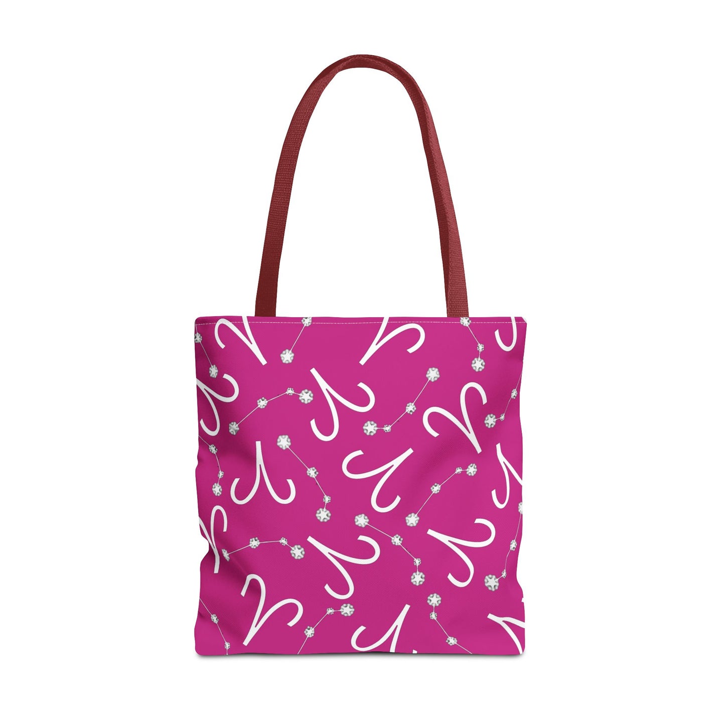 Tote Bag, Aries Zodiac Sign, AOP, (Pink, White)